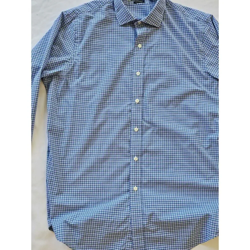Polo Ralph Lauren Shirt Men's L Blue Plaid Performance Long Sleeve‎ Button Down